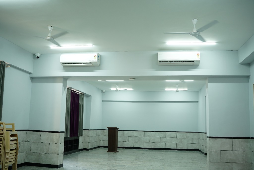 Finished seminar hall interior at VIBGYOR High School, Pune