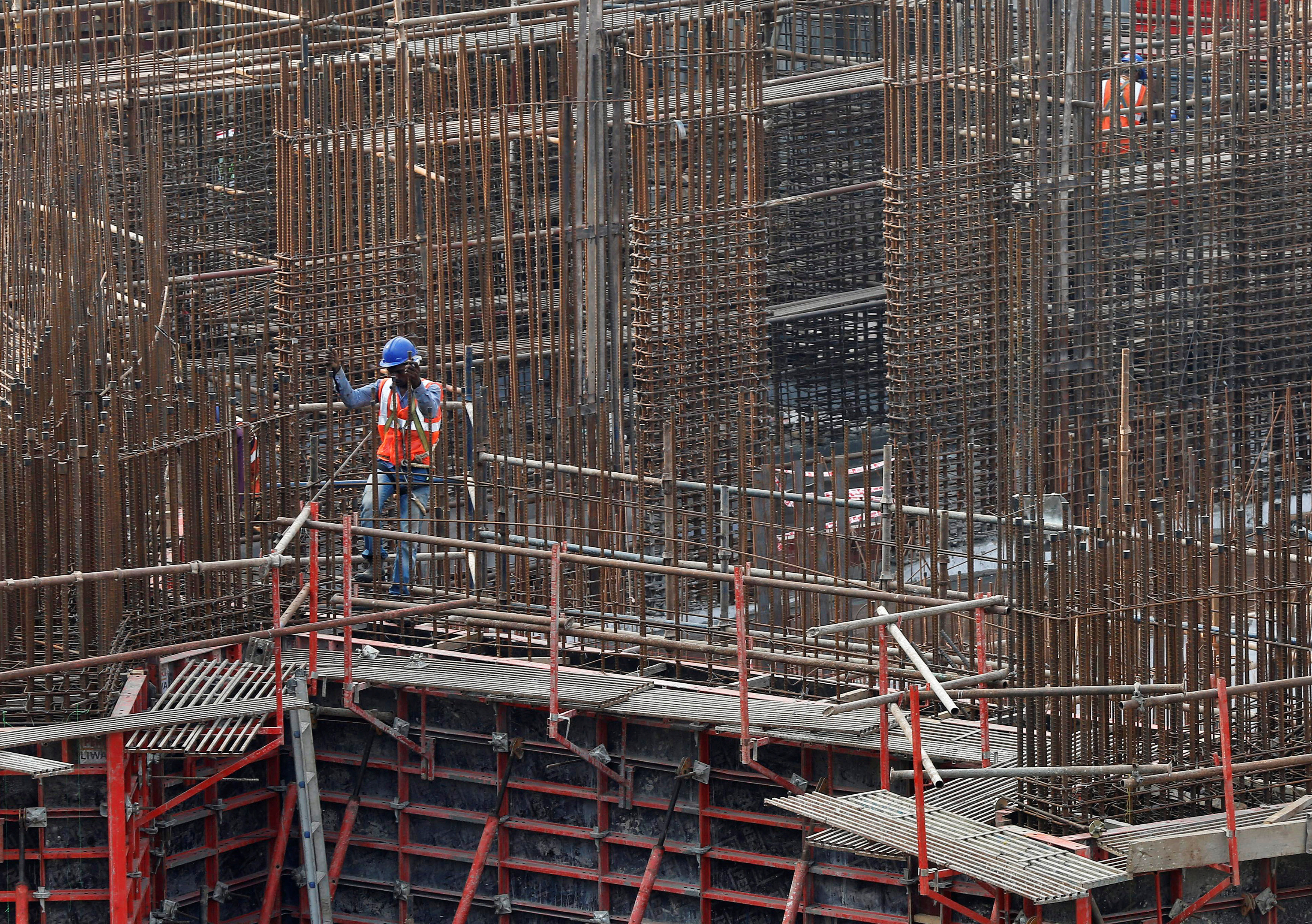 Indian construction worker at a smart building site